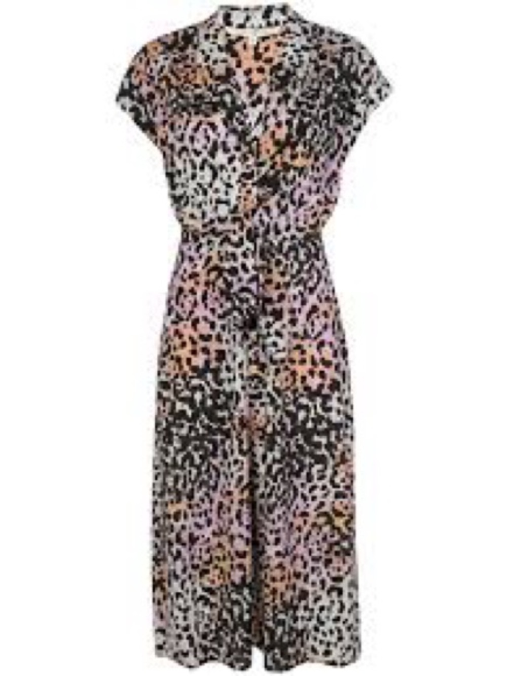 Veronica Beard Multicolor Leopard Print Cap Sleeve Midi Dress in Pink and Orange